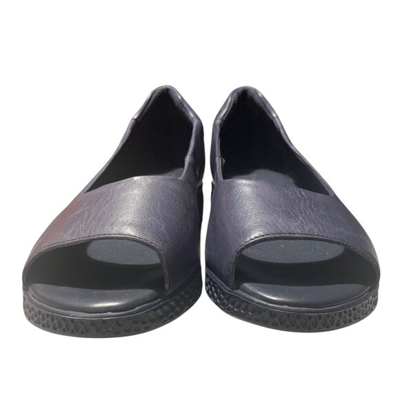 SAYDO Navy Blue Leather Peep Toe Wedge Heel Women's Comfort Shoes Size - Picture 6 of 9